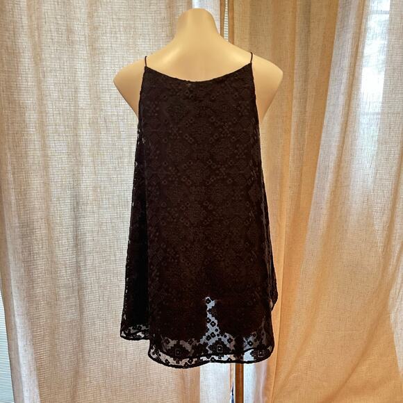 Club Monaco Black Strappy Tank sz M Boho embroidered lace drape tank - Picture 7 of 12
